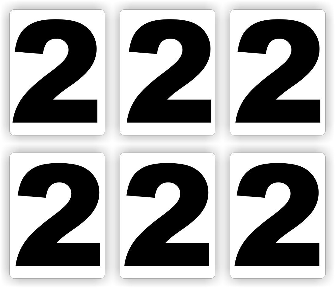Plakcijfers set 6 stickers met nr: 2