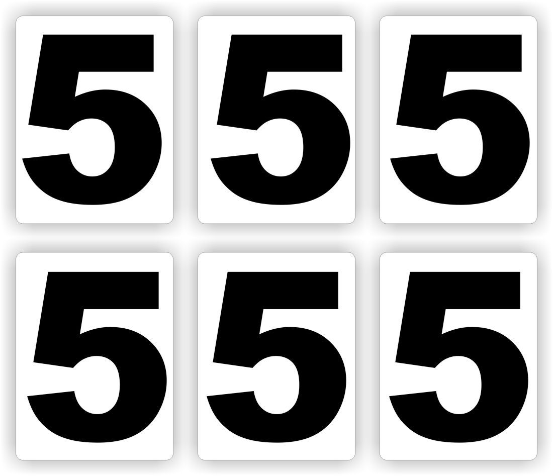 Plakcijfers set 6 stickers met nr: 5