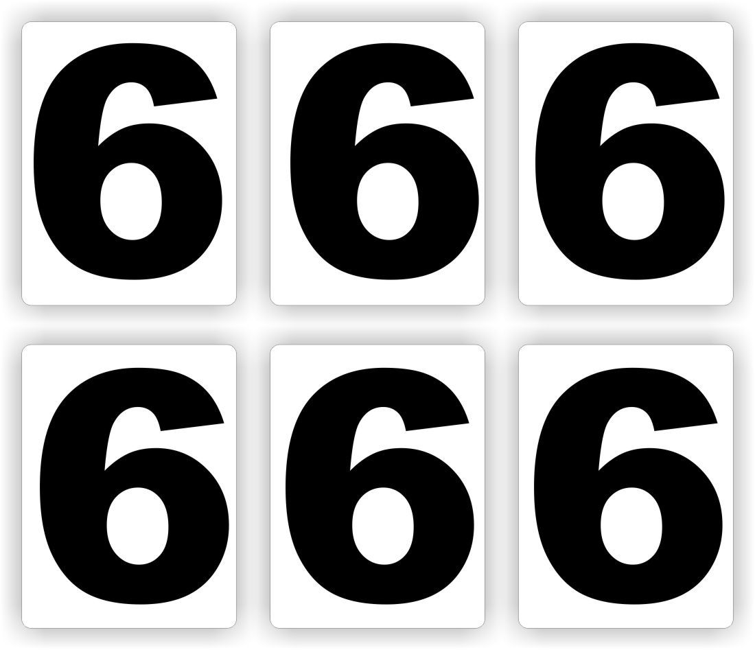 Plakcijfers set 6 stickers met nr: 6