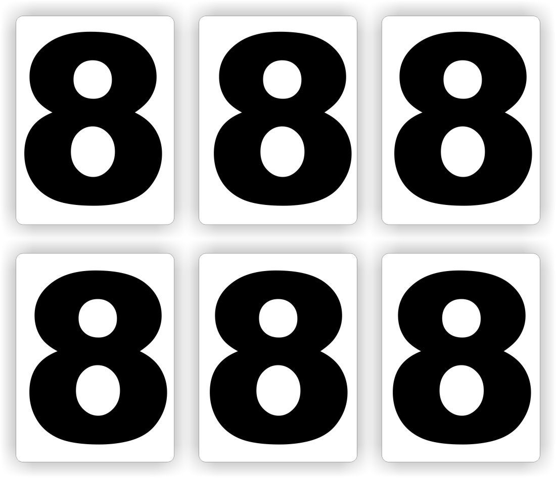 Plakcijfers set 6 stickers met nr: 8