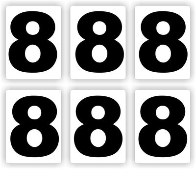 Plakcijfers set 6 stickers met nr: 8