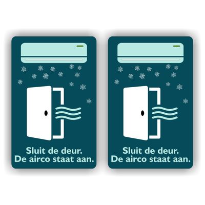 Deur sluiten de airco staat aan Sticker
