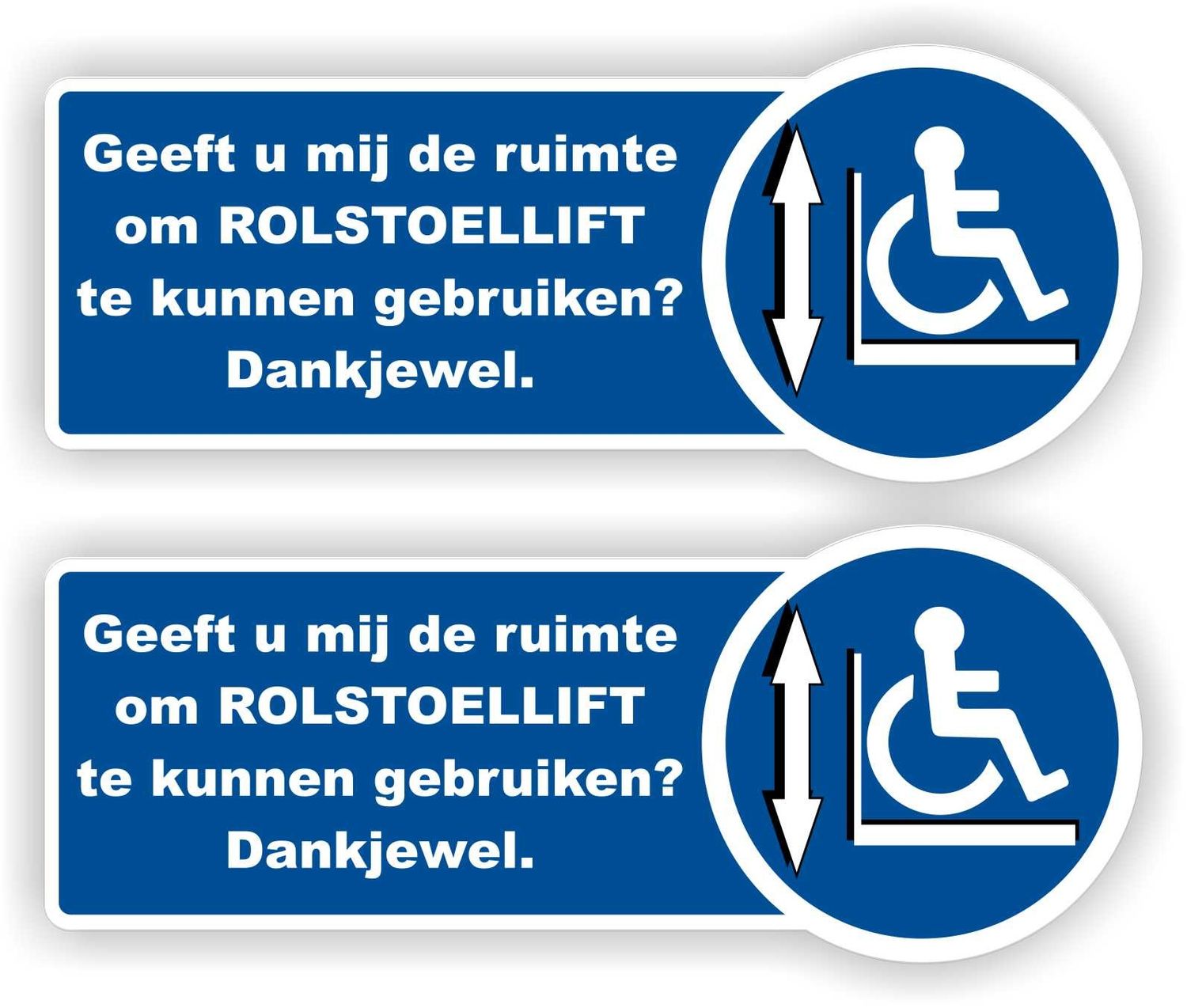 Rolstoellift aanwezig auto sticker set.