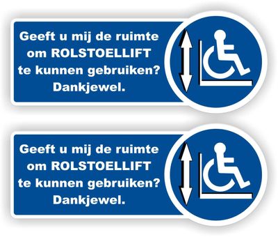 Rolstoellift aanwezig auto sticker set.