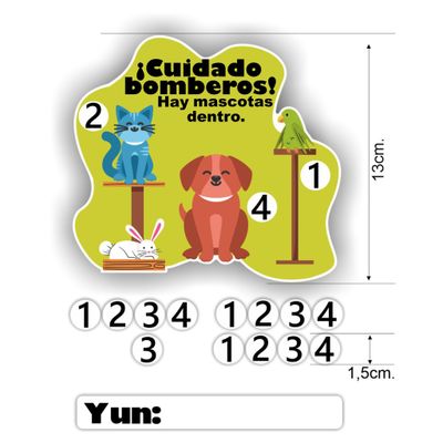 Cuidado Hay Mascotas&quot; Spaans  Brandweersticker 