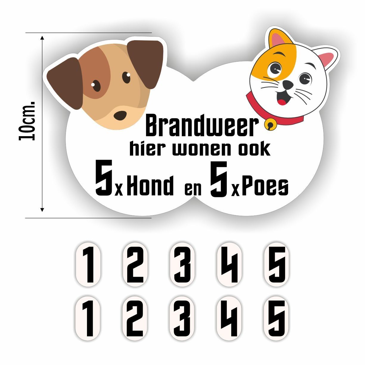 Brandweer hond en poes aanwezig, sticker.