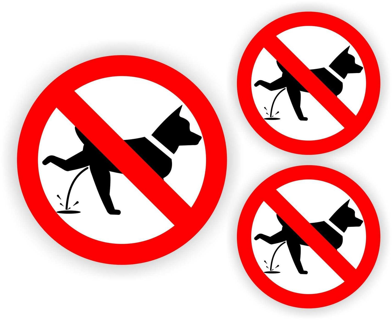 Honden, verboden om te plassen set 3 stickers