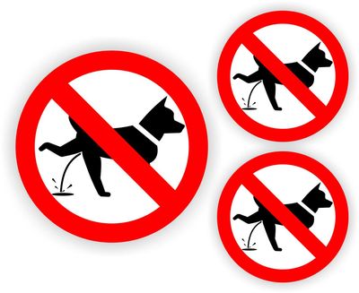 Honden, verboden om te plassen set 3 stickers