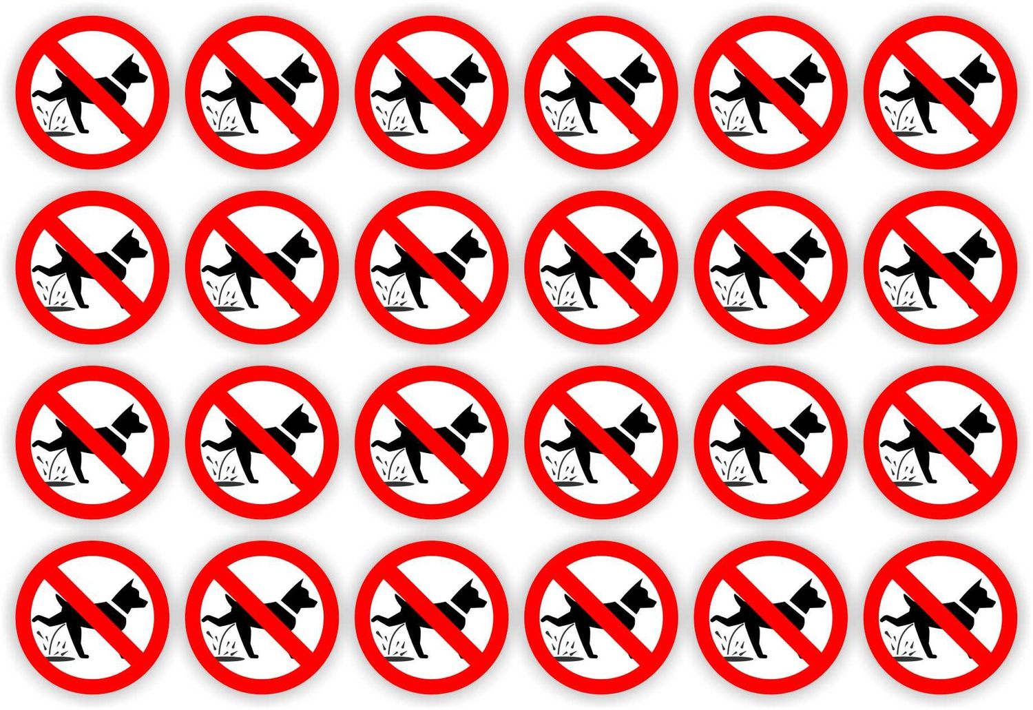 Honden, verboden om te plassen set 24 stickers