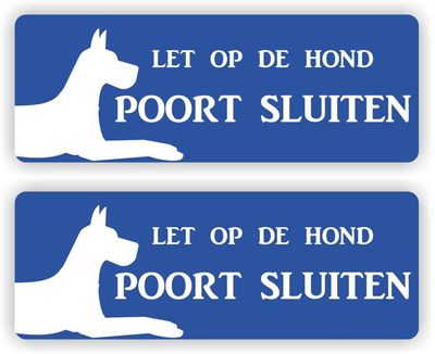 Let op de hond poort sluiten stickers