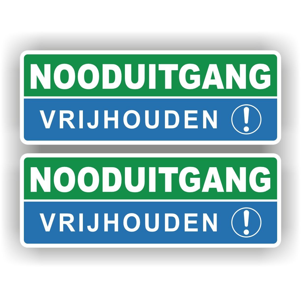 Nooduitgang vrijhouden sticker set 2 stuks