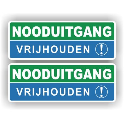 Nooduitgang vrijhouden sticker set 2 stuks