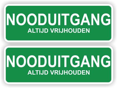 Nooduitgang deursticker set 2 stuks