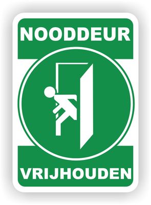 Nooduitgang vrij houden deursticker (L)