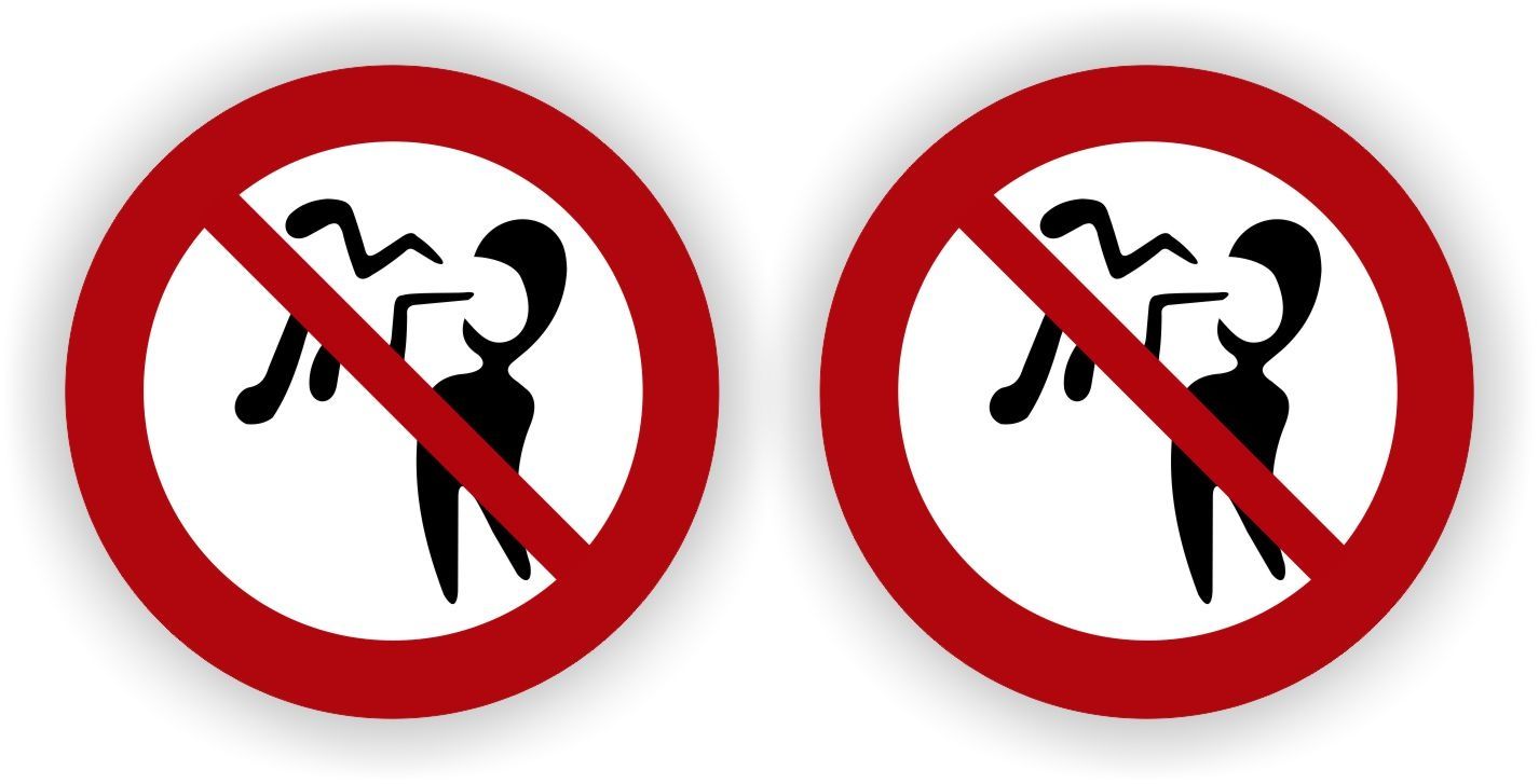 Schreeuwen niet toegestaan sticker set.