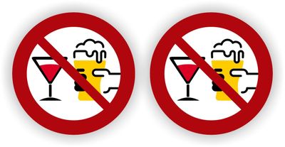 stickers kunnen worden gebruikt om aan te geven dat alcoholische dranken niet zijn toegestaan in een bepaalde ruimte of op een bepaalde locatie