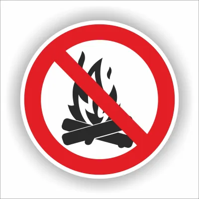 Kampvuur, open vuur, verboden sticker Ø20