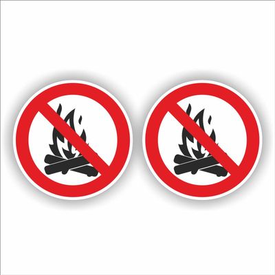 Kampvuur, open vuur, verboden sticker set 2st.