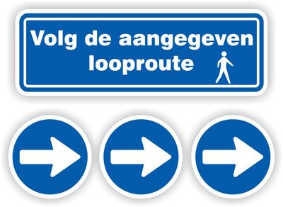 Volg de aangegeven looproute sticker set