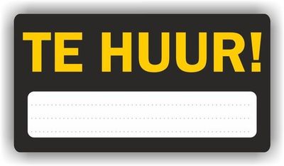 TE HUUR aankondiging sticker