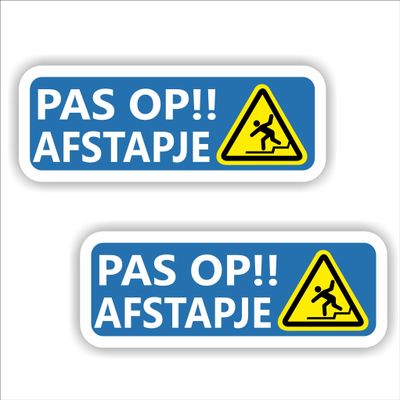 Pas op afstapje sticker set 2 st.