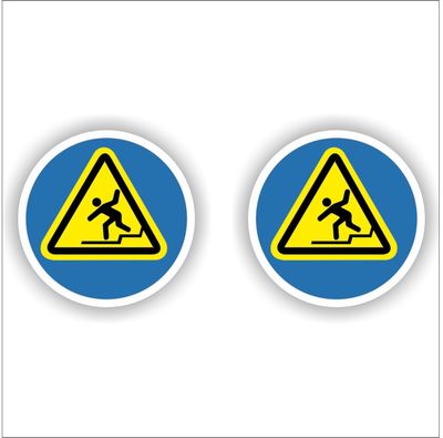 Pas op afstapje sticker set 2 stuks