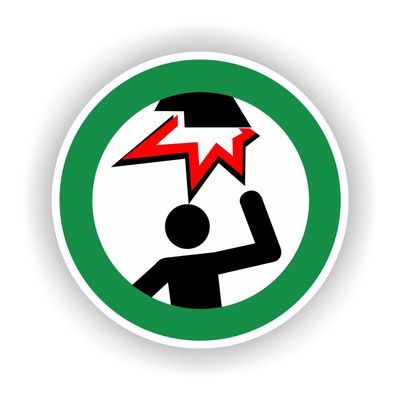 Stoot je hoofd niet sticker Ø20cm