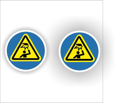Pas op stoot gevaar sticker set 2 st. Ø10