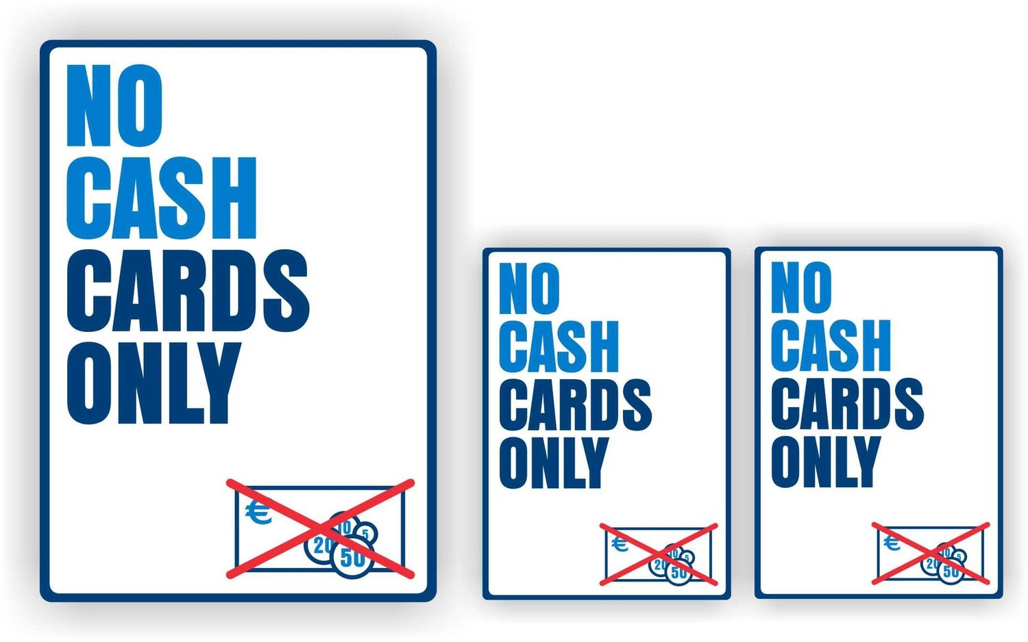 No cash, cards only kassa stickers