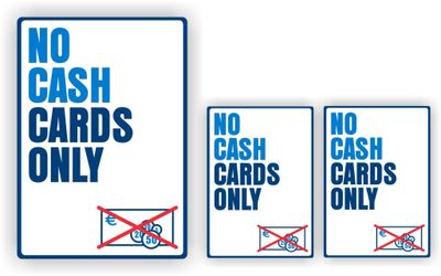 No cash, cards only kassa stickers
