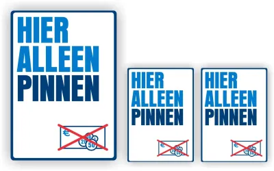 Hier alleen pinnen kassa stickers