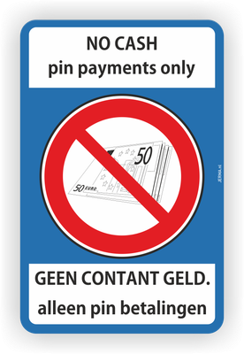 No Cash pin only alleen pin betalingen kassa sticker