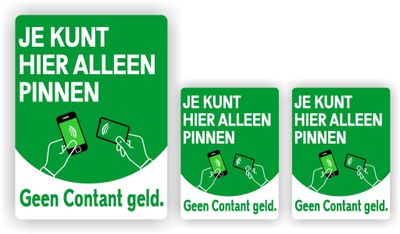 Nooit meer gedoe met contant geld: Kies voor onze &#39;Alleen Pinnen&#39; Kassa Sticker set 3 stuks!