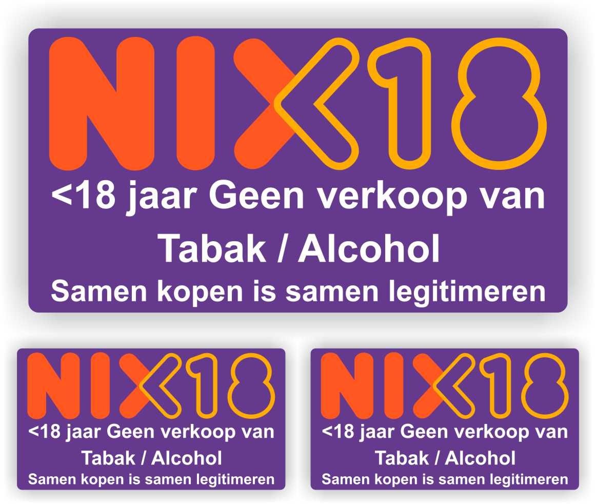 NIX 18 geen verkoop alcohol en tabak sticker