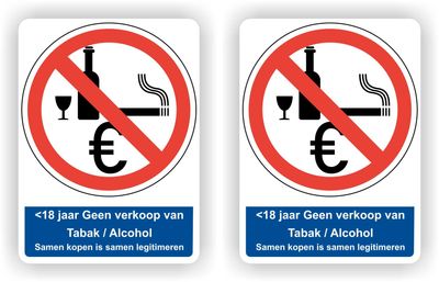 Geen Verkoop Alcohol &lt;18 Jaar Sticker