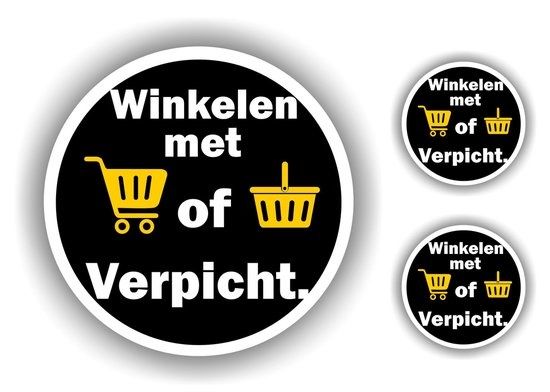 Winkelmand, winkelwagen verplicht stickers