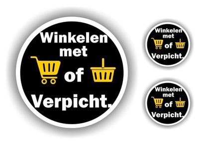 Winkelmand, winkelwagen verplicht stickers