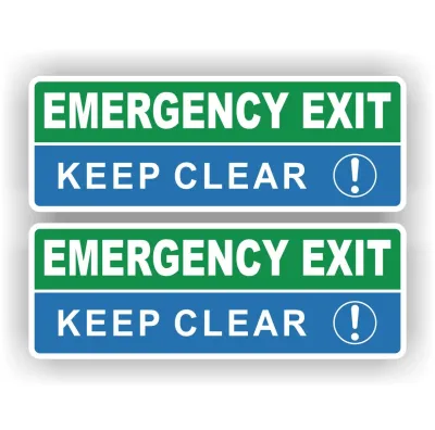 Emergency exit  keep clear stickers set