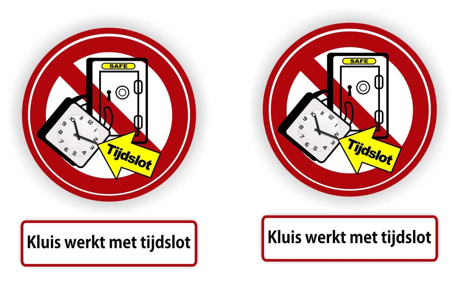 Kluis met tijdslot sticker set.