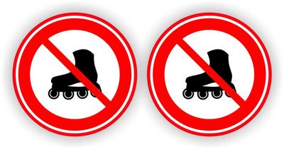 Rolschaatsen Skates niet toegestaan sticker set