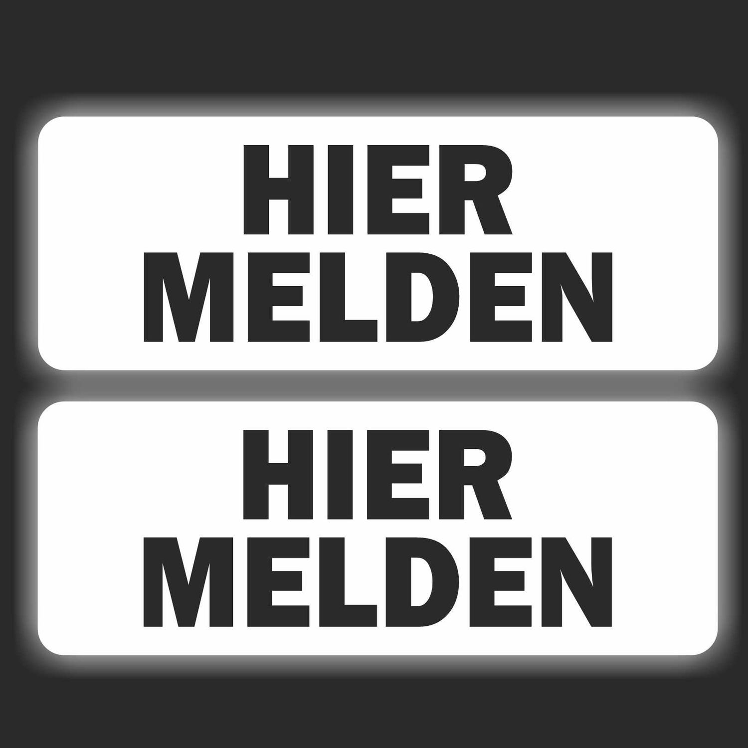 Tekst stickers HIER MELDEN  set 2 stuks