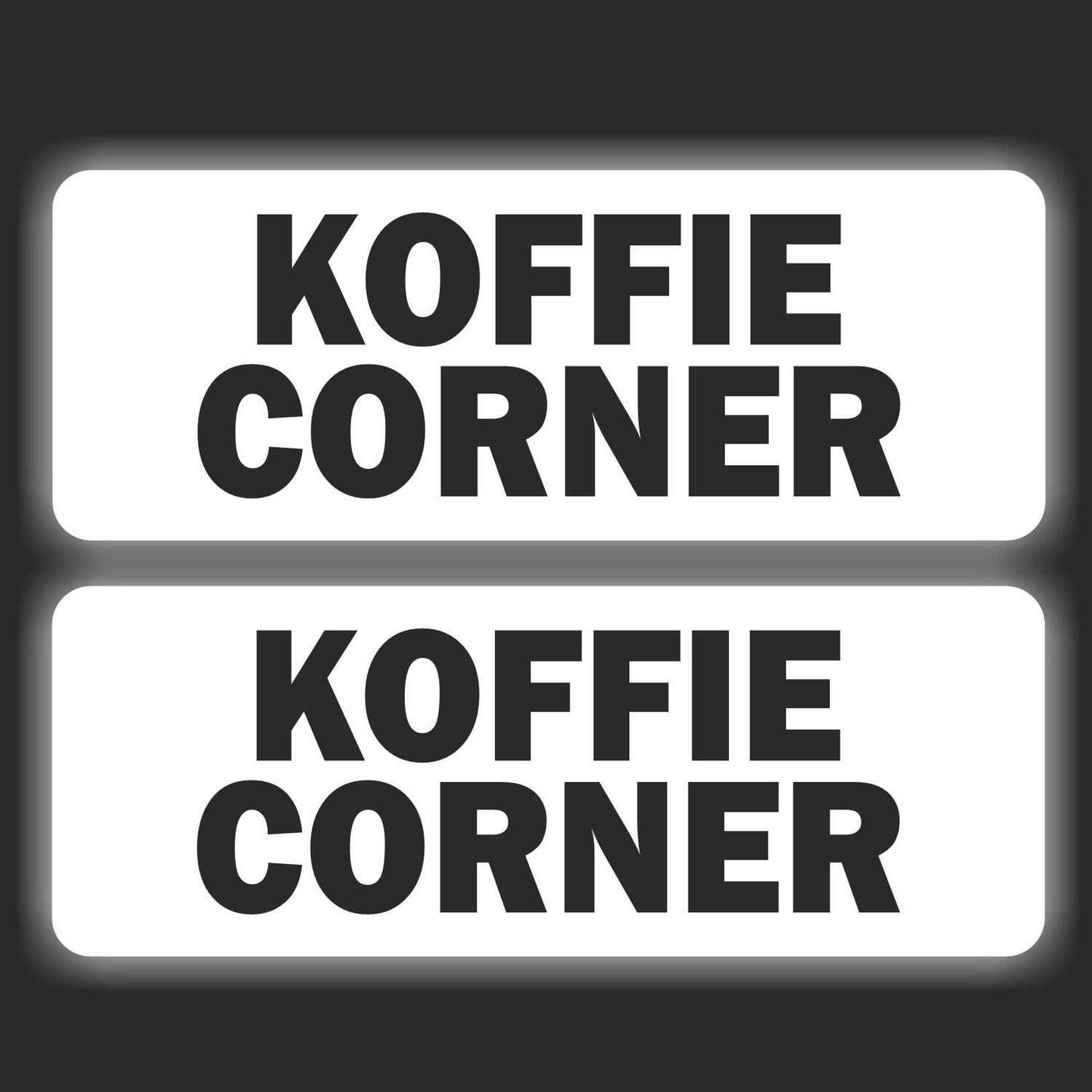 Koffiecorner tekst sticker set 2 stuks