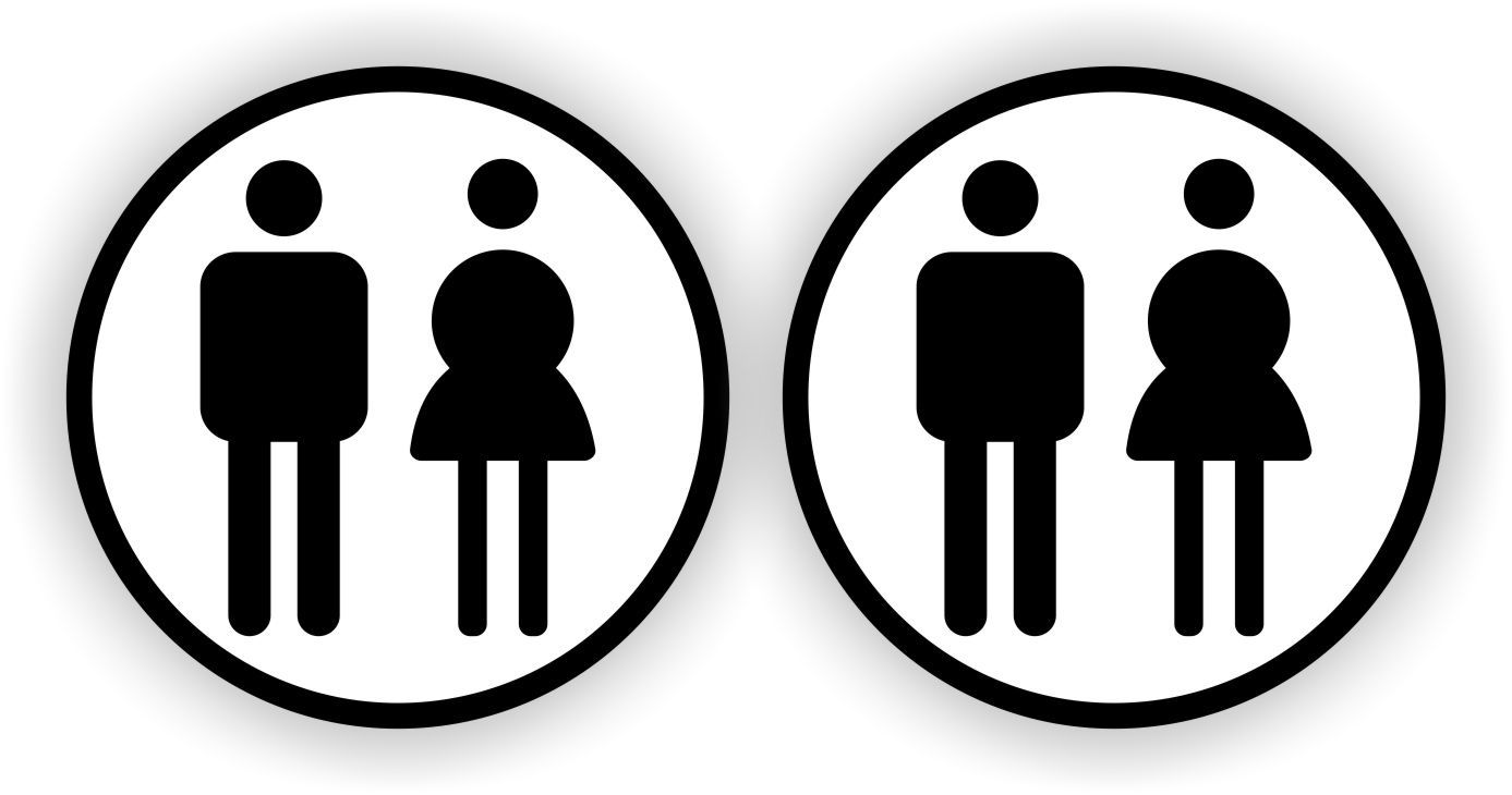 dames en heren toilet sticker