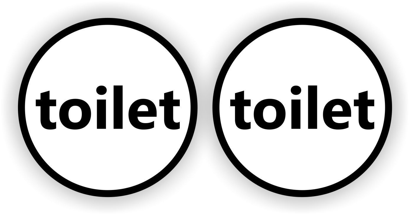 Toilet set 2 tekst stickers zwart wit