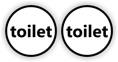 Toilet set 2 tekst stickers zwart wit