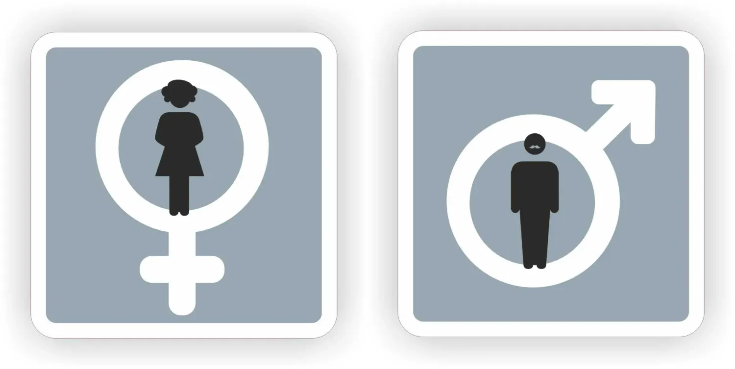 Toilet stickers set man &amp; vrouw pictogram.