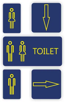 WC Toilet verwijzing sticker set 5 st.