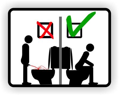 Zittend plassen toilet sticker