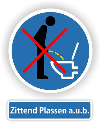 Zittend plassen toilet sticker