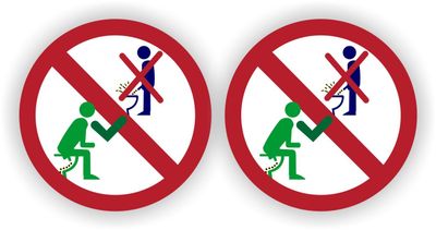 WC stickers mannen zittend plassen set 2 stuks.